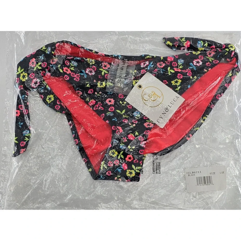NWT Cyn & Luca Women's Best Buds Tie-Side -  Sz Large -  Floral Swimsuit Bottom‎